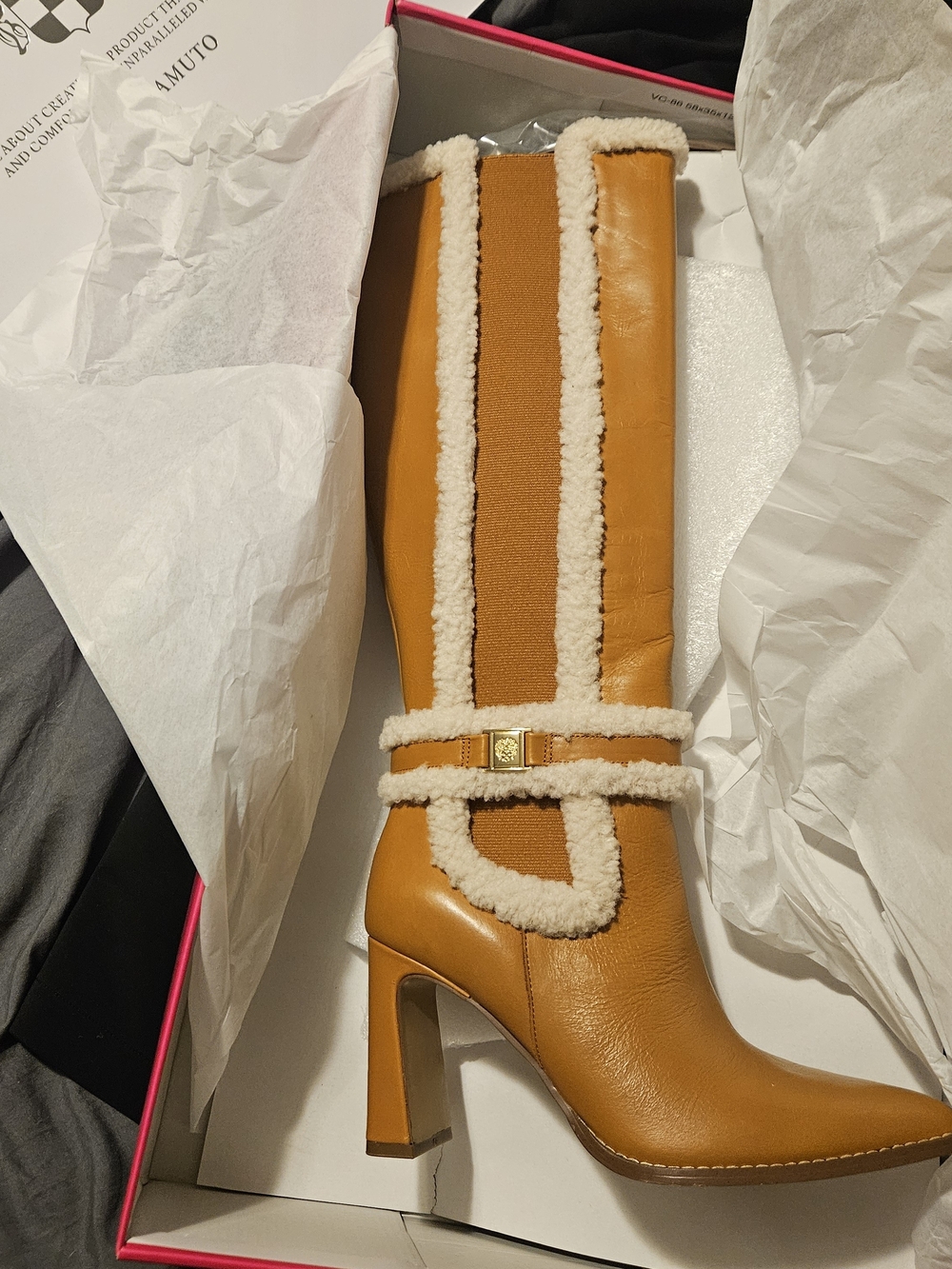 Vince Camuto Tan Leather & Shearling Boots, size 8.5